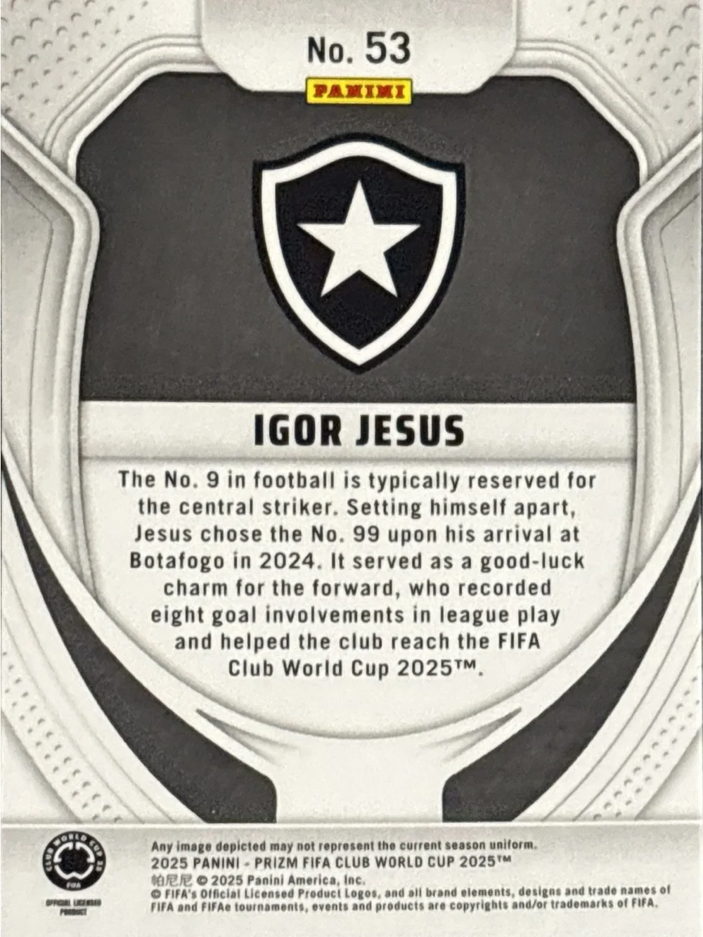 Panini Prizm Igor Jesus Rookie Soccer Card